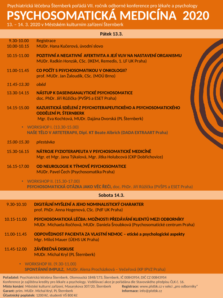 Program konference Psychosomatická medicína 2020